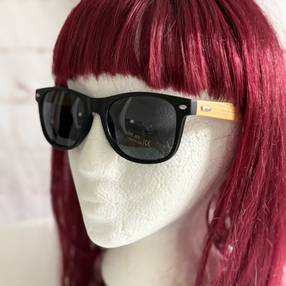 JOE’S SPECS 2 PAIR Black & Bamboo/Faux Wood Frame Sunglasses UV 400 NEW - Picture 16 of 16